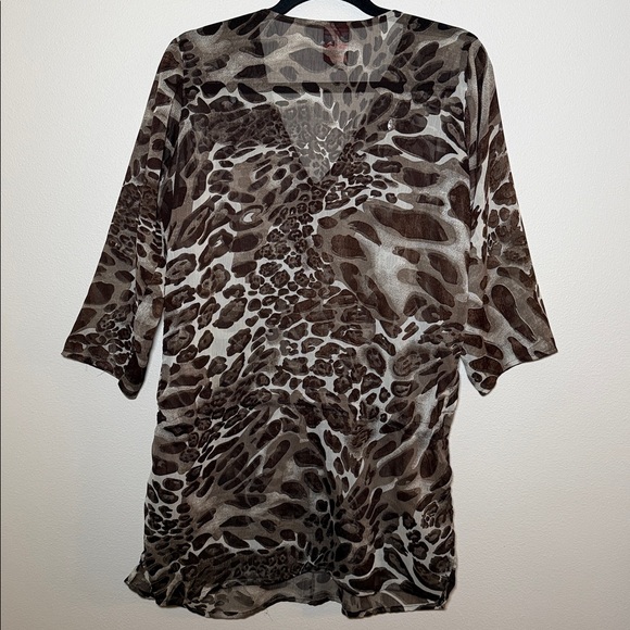 Y2K Priya Sheer Embroidered Leopard Print Cover Up - Picture 6 of 6
